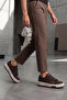 Women's Sneaker Thick Sole Lace-Up Sports Shoes Sifaz Brown Satin - 6