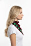 Hand Knitted Burgundy Green Patterned Triangle Bandana Scarf Hair and Neck Accessory - 3