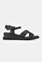 Women's Black Genuine Leather 36-42 Size Strappy Flat Sole Daily Sandals - 5