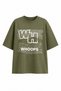 Women's Oversize Whoops Printed Lycra Crew Neck T-Shirt Set of 3 (95% Cotton) (White, Green, Black) - 3