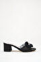 Lace Detailed Feathered Bridal Slippers Black Thick Heeled Wedding Engagement and Dowry Slippers - 3
