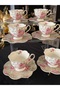 6-Piece Flower-Patterned Porcelain Coffee Cup Set 90 ml Y - 8