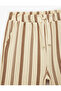 Drawstring Waist Cotton Lu Textured Striped Shorts - 3