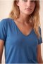 Women's Turquoise Blue Cotton / Elastane Blended Regular Fit V-Neck Short Sleeve T-Shirt Delaney - 3