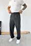 Anthracite Pleated Baggy Fit Fabric Trousers - 2