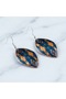New Series Copper Navy Blue Orange Kilim Patterned Dangle Earrings - 5