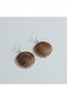 Copper Brown Wicker Textured Dangle Earrings - 4
