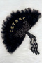Black Bridal Fan, Sparkling Vip Lace-Up, Bachelorette Party, Bride to Be, Bridesmaid, Henna Night, Wooden Feathered - 4