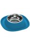 Soft Touch Stainless Steel Single Bowl Large Blue – 600ml Non-Slip Pet Feeding Bowl with Durable Soft Touch Holder 28x28x5.5 cm Modern Pet Feeder for Cats and Small Dogs Made in Italy
