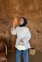 Women's 100% Cotton Muslin Oversize Hijab Shirt Tunic White - 4