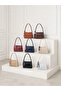 Women's Single Handle Scarf Detailed Zippered Baguette Hand and Shoulder Bag - 8