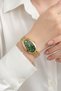 Stylish Design, Steel Bracelet, Gold Yellow, Green Women's Wristwatch - 4