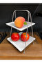 Luxurious Two-Tier Stylish Mica Serving Tray with Silver Legs, Dessert, Coffee Cookie Serving Tray Stand 17X20X30Cm - 3