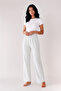 Women's Textured Trousers with Elastic Waist
