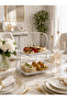 Luxurious Two-Tier Stylish Mica Serving Tray with Silver Legs, Dessert, Coffee Cookie Serving Tray Stand 17X20X30Cm