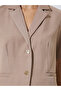 Beige Notch Lapel Blazer Top - 3