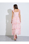 Pink Floral Print Layered Maxi Dress - 5