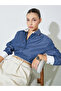 Navy Blue Striped Oversized Shirt