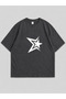 Unisex Y2K Star Printed Oversized T-Shirt Smoked