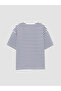 Lcw Vision Navy Blue Striped Oversize 100% Cotton Women's T-Shirt - 7