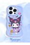iPhone 16 Pro Compatible Case with Camera Protector Blue Silicone Couple Phone Case Cartoon Pattern - 2