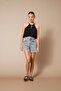 Halter Neck Balloon Crop Top with Window Detail Black - 2