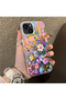 iPhone 14 Plus Compatible Silicone Edge Hard Back Case Couple Phone Case with Floral Pattern - 3