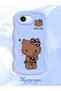 iPhone 16E Compatible Case with Camera Protector Blue Silicone Couple Phone Case Kitty Pattern - 2