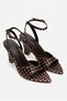 Women's Polka Dot Satin Cork Wedge Heeled Ankle Strap Summer Shoes - 3