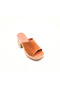 Tan Suede Women's Platform Heeled Slippers – Genuine Leather Lined Thick Heel Summer Slippers - 4