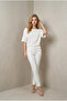Women's White Boat Neck Japanese Short Sleeve Belted Blazer Yy101417 - 3