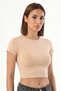 Pomonte Model Body Cotton Flexible Fabric Short Sleeve Basic Comfort Crop Skin Color - 3