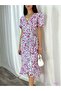 White Double-Breasted Collar Short-Sleeved Flounce-Trimmed Belted Midi Dress 581811