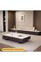 Coffee Table Living Room Home Simple Style Light Luxury White Slate + Black Cabinet 140*60cm - 3