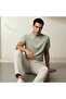 Men Short Sleeve Textured Polo T-shirt - 5