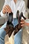 Milka Brown Matte Satin (8 cm Heel) Pointed Toe Daily Use Heeled Shoes