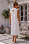 White High Neck Sleeveless Buttoned Pocketed Casual Muslin Woven Dress 113 60 - 8