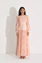 Bel Formu Corset Garnished Chiffon Dress Salmon