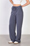 Women's Drawstring Waist Loose Pants - Anthracite - 2