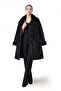 Black Red Raven Double-Sided Fur Detailed Genuine Leather Women's Coat - 2
