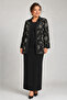 Women's Floral Patterned Shirt Blouse Double Set 64672-Black