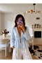 Stone Detailed Muslin Lace-Up Blouse - 4