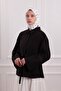 Girdle Detailed Striped Tencel Shirt Black - 3