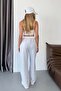 Women's Adjustable Waist Double Pocket Wide Leg Sweatpants Gray - 3035 - 5