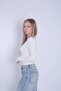 Women's Boat Neck Long Sleeve Stretchy Buzi Blouse / Bodysuit - 2