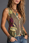 Bohem Style Patchwork Detail Low-Cut Vest - 2