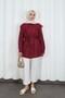 Baby Collar Lace Detailed Lace-Up Tunic Hnt2133 Claret Red - 3