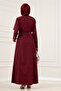 Shirt Collar Belted Berra Dress-Bordo - 4
