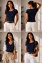 Women's V-Neck Ultra Soft Cotton V Body Slim T-Shirt - 4