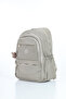 Vital Series Beige Crinkle Waterproof Fabric Stylish Daily Backpack with Plush Keychain - 3